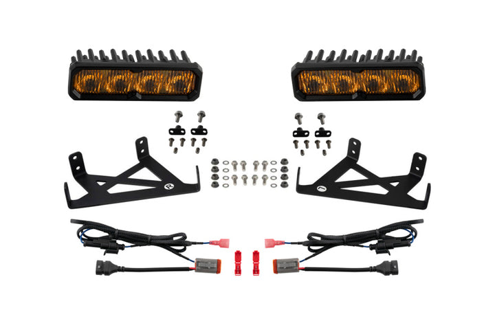 Diode Dynamics 2020-2022 Ford F-250 Super Duty F250 Fog SS6 Pro LED Kit Yellow 3000K