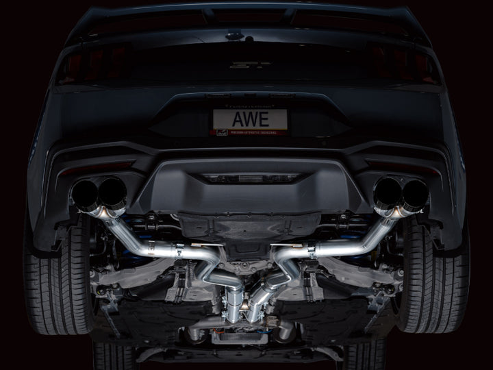 AWE 2024 Ford Mustang GT Fastback S650 RWD Track Edition Cat-Back Exhaust w/ Quad Diamond Black Tips