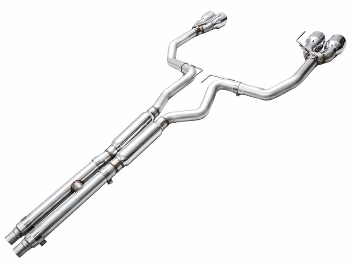 AWE 2024 Ford Mustang GT Fastback S650 RWD Track Edition Cat-Back Exhaust w/ Quad Chrome Silver Tips