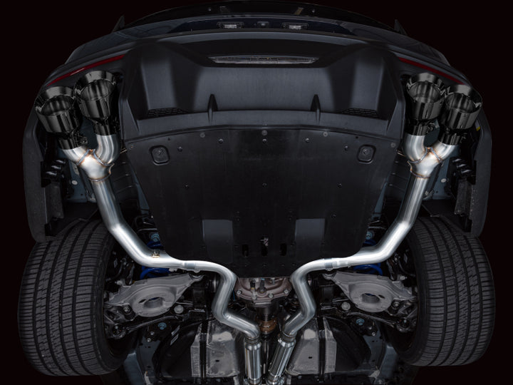 AWE 2024 Ford Mustang Dark Horse S650 RWD Track Edition Cat-Back Exhaust w/ Quad Diamond Black Tips