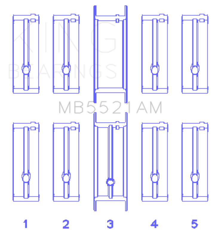 King Engine Bearings Chrysler 2.2 (Size +0.50mm) Main Bearing Set