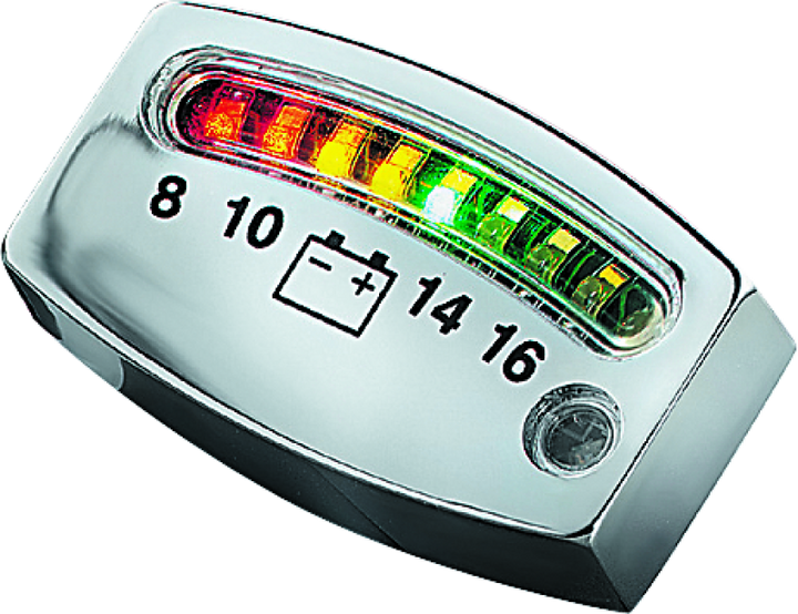 Kuryakyn LED Battery Gauge Universal Chrome