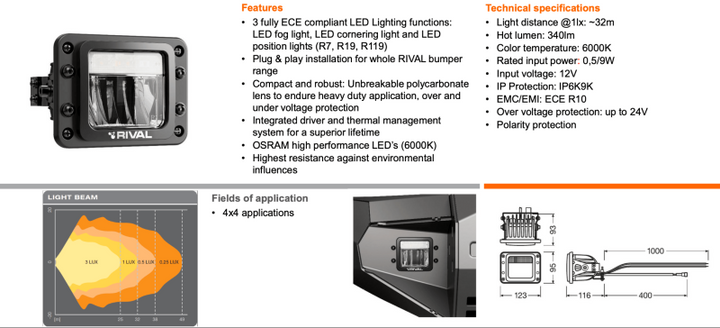 Rival Premium 3-Function LED Lights (Set of 2)