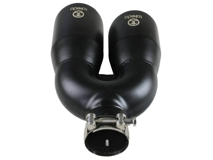 aFe Takeda 2.5in 304 Stainless Steel Clamp-on Exhaust Tip Driver Side 2.5in Inlet 4inDual-Black