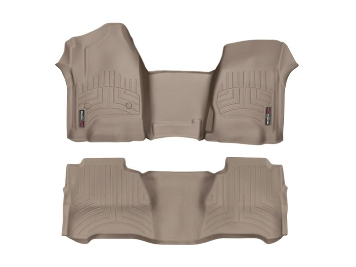 WeatherTech 2018+ Volkswagen Atlas Front + Rear FloorLiner - Tan (w/2nd Row Bench Seats)