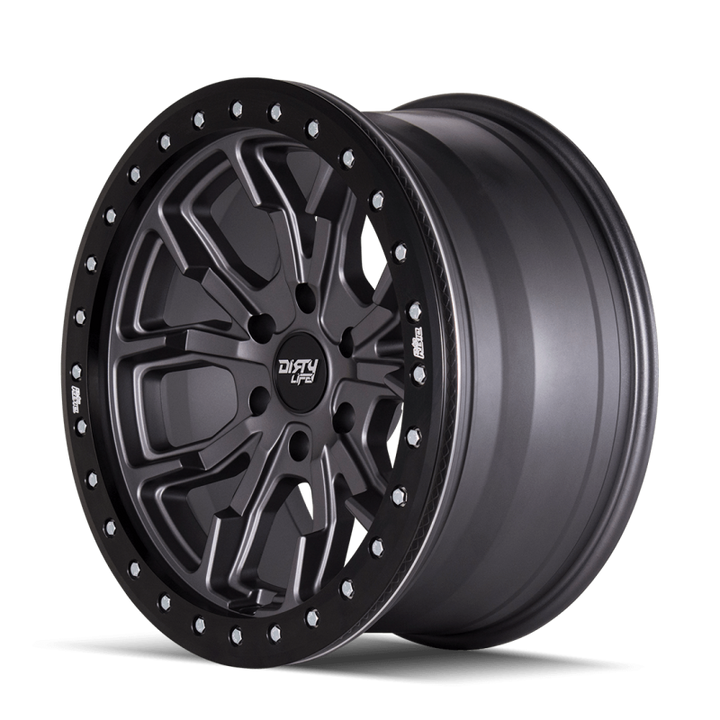 Dirty Life 9303 DT-1 17x9/5x127 BP/-38mm Offset/78.1mm Hub Matte Gunmetal Wheel - Beadlock