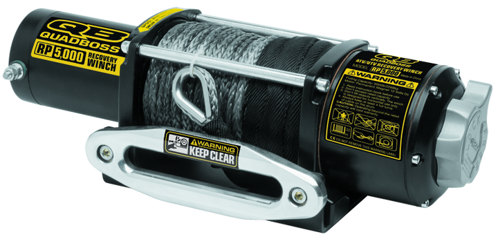 QuadBoss Winch Kit - 50ft Synthetic Rope - 3.8hp - Hawse Fairlead - Wireless Remote - 5000lb