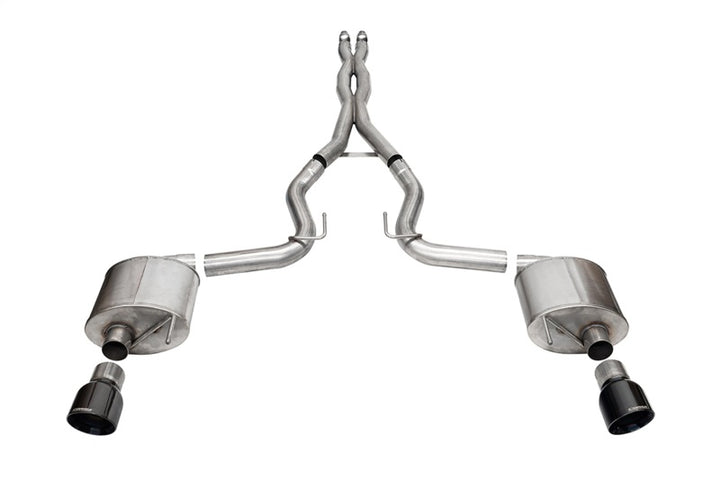 Corsa 24+ Ford MustangGT Sport Cat-Back Ex.Sys 3.0in Dual Rear Exit w/4.5in Blk PVD Pro Series Tips