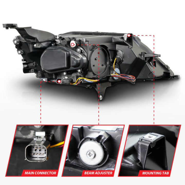 ANZO 14-20 Chevrolet Impala Square Projector LED Bar Headlights w/ Black Housing