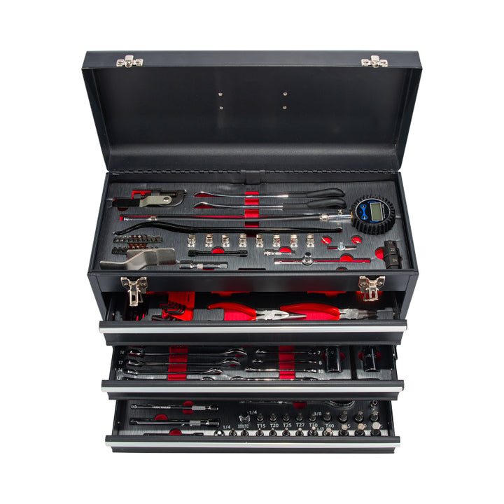 BikeMaster 3 Drawer Toolbox -  Includes 129 Piece Tool Set