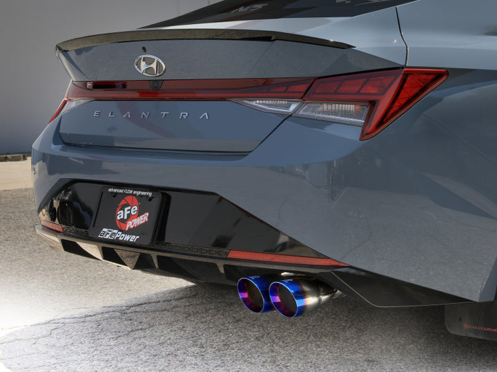 aFe Takeda Axle-Back Exhaust System Hyundai Elantra N Line 21-25 L4-1.6L- Blue Flame Tip