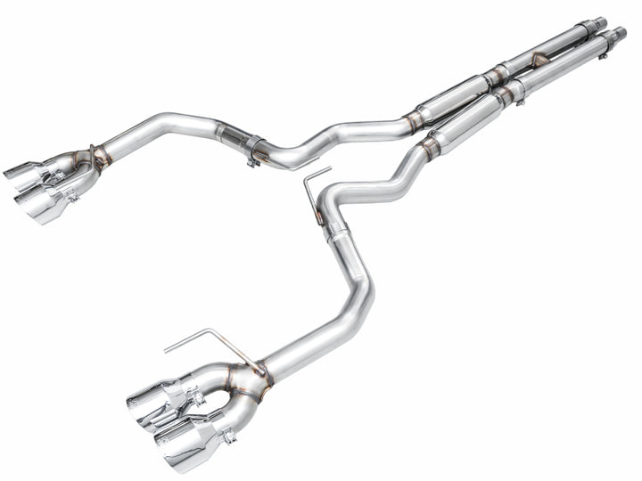 AWE 2024 Ford Mustang GT Fastback S650 RWD Track Edition Cat-Back Exhaust w/ Quad Chrome Silver Tips