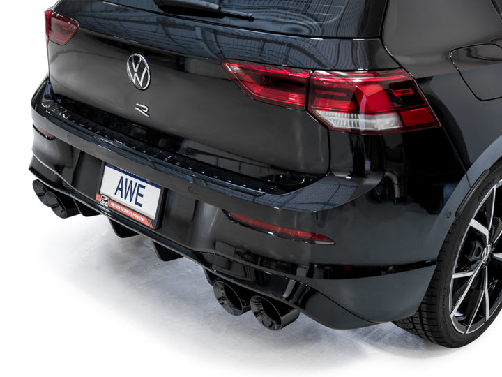 AWE Tuning MK8 Volkswagen Golf R 3in Track Edition Quad Exhaust - Diamond Black Tips