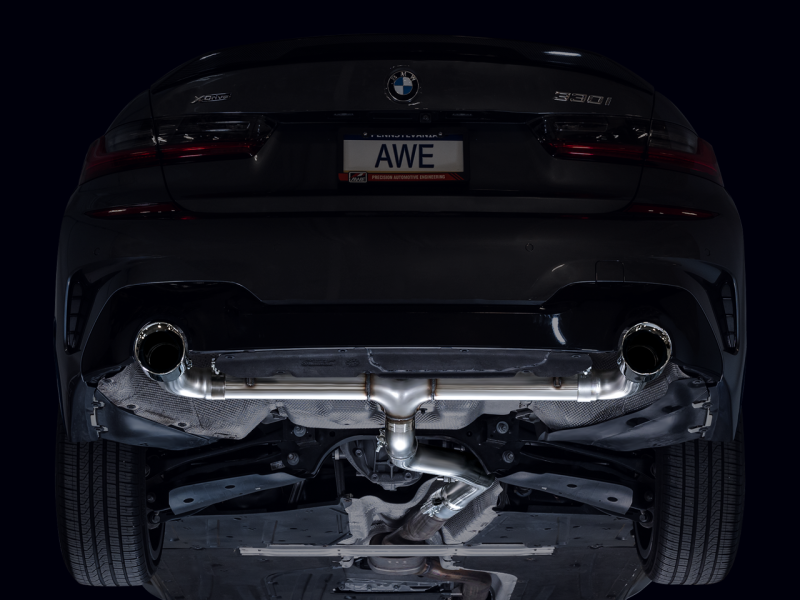 AWE Tuning 19-23 BMW 330i / 21-23 BMW 430i Base G2X Track Edition Axle-Back Exhaust - Chrome Silver