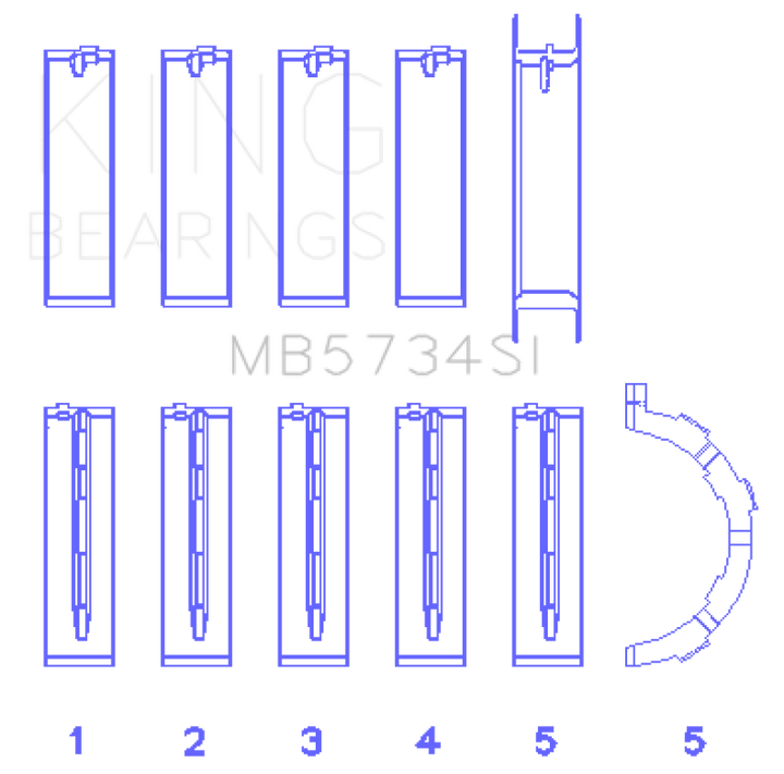 King Engine Bearings Ford 302 Cid Coyote (Size +0.25mm) Main Bearing Set