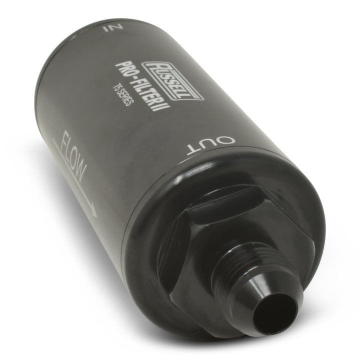 Russell Performance Profilter Fuel Filter 6.25in Long 10 Micron -6AN Inlet -10AN Outlet - Black