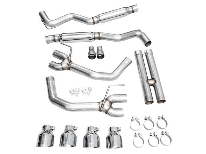 AWE 2024 Ford Mustang Dark Horse S650 RWD Track Edition Cat-Back Exhaust w/ Quad Chrome Silver Tips