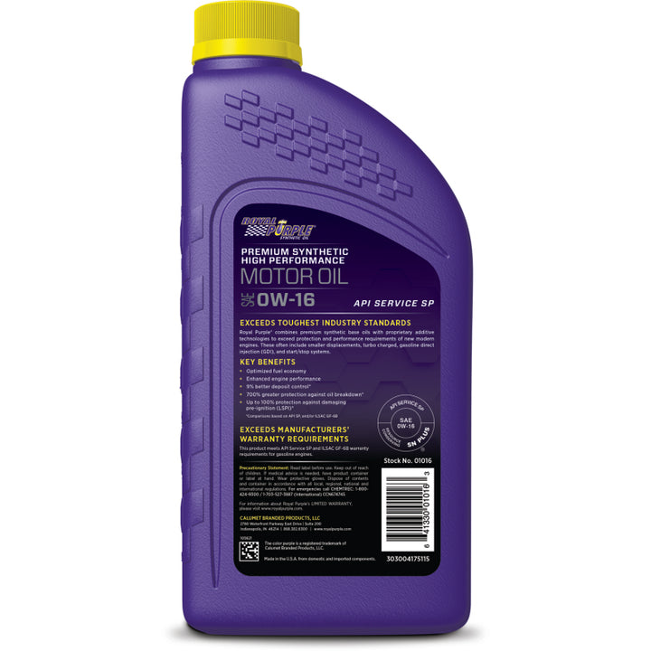 Royal Purple High Performance Ultra-Low Viscosity 0W16 Motor Oil - 1 Quart