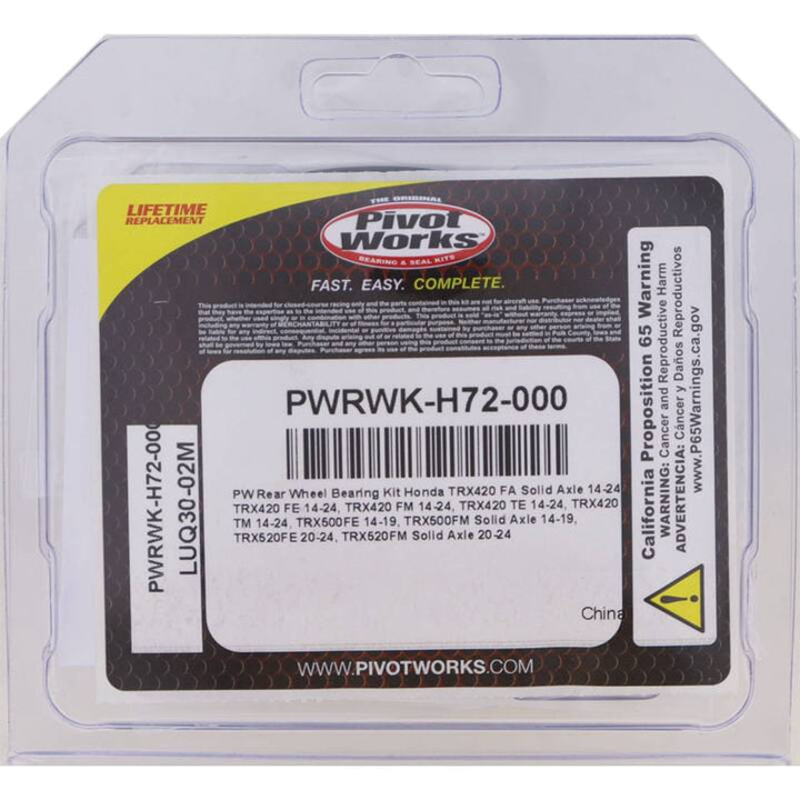Pivot Works 14-23 Honda TRX420 FA Solid Axle Rear Wheel Bearing Kit