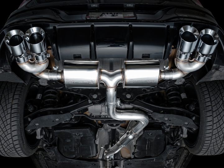 AWE Tuning MK8 Volkswagen Golf R 3in Touring Edition Quad Exhaust - Chrome Silver Tips