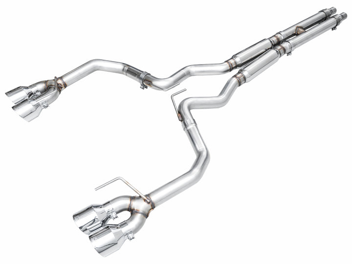 AWE 2024 Ford Mustang Dark Horse S650 RWD Track Edition Cat-Back Exhaust w/ Quad Chrome Silver Tips