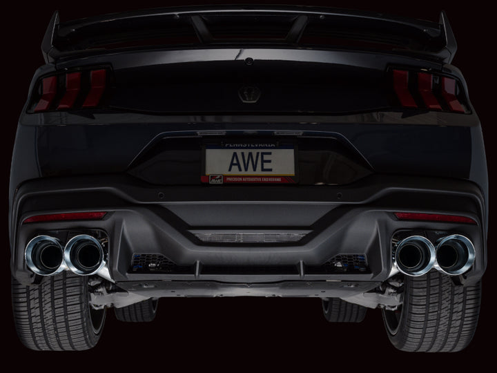 AWE 2024 Ford Mustang Dark Horse S650 RWD Track Edition Cat-Back Exhaust w/ Quad Chrome Silver Tips