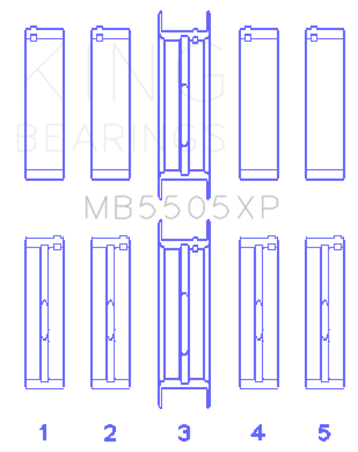 King Engine Bearings Ford V8 351ci 5.8L / 400ci 6.6L 16V (Size .001) Main Bearing Set