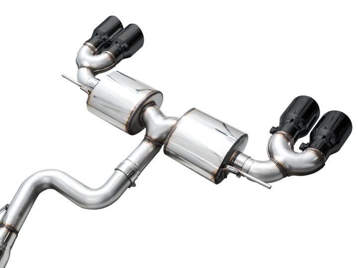 AWE Tuning MK8 Volkswagen Golf R 3in Touring Edition Quad Exhaust - Diamond Black Tips