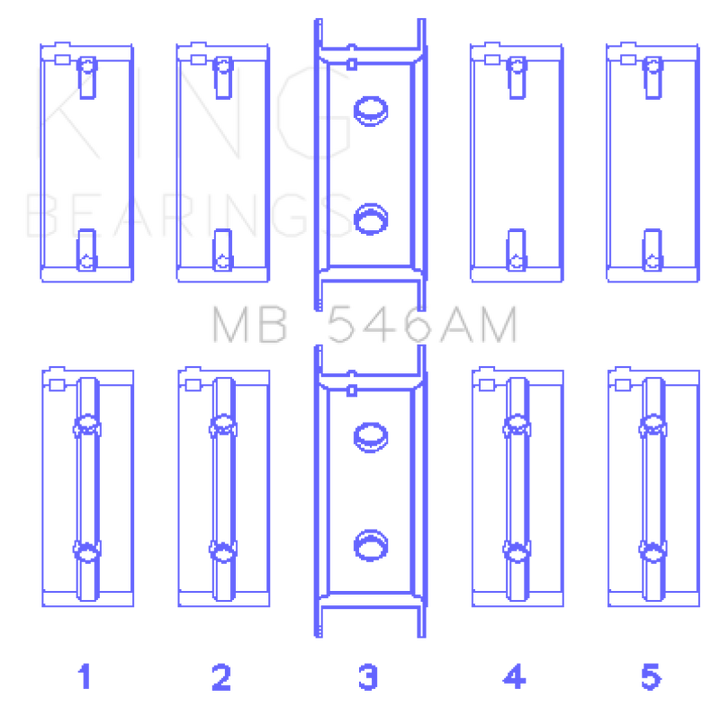 King Engine Bearings Mitsubishi G25B/4G54/4G53 (Size +0.25mm) Main Bearing Set