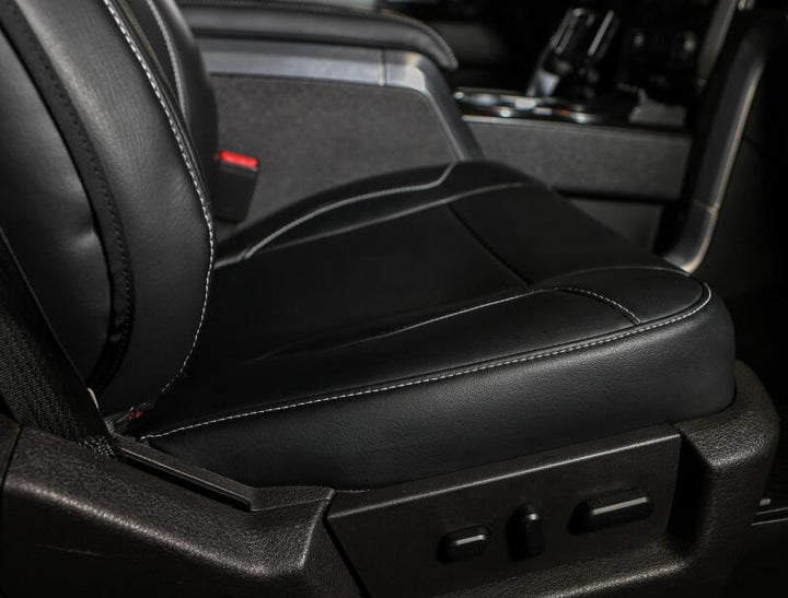 PRP 12-14 Ford Raptor Front Seat Covers (Pair) - Black w Silver Stitch