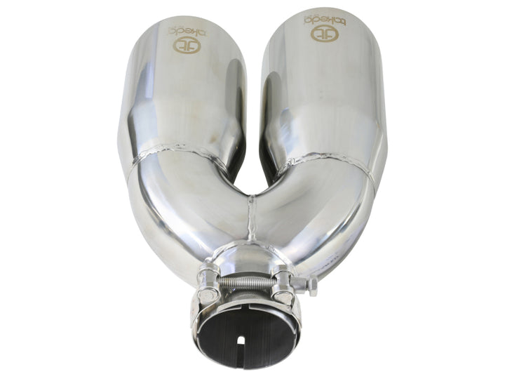 aFe Takeda 2.5in 304 Stainless Steel Clamp-on Tip Passenger Side 2.5in Inlet 4inDual - Polished