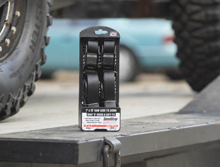 PRP Cam-Lock 1in.x10ft. Tie Down with Snap S Hooks and Soft Tie - Black - Pr.