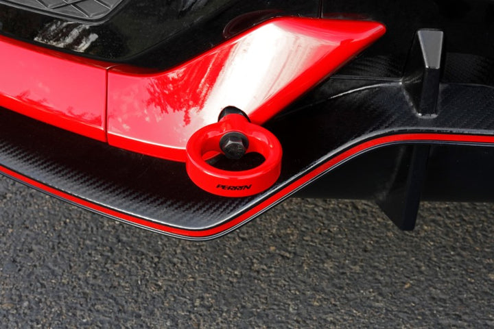 PERRIN 17-21 Honda Civic Si/Type R/Touring/Hatchback Tow Hook Kit Rear - Red