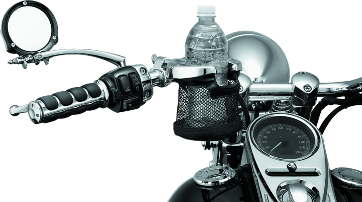 Kuryakyn Drink Holder with Mesh Basket 1 inch Clamp Chrome