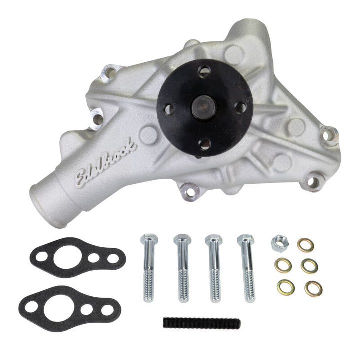 Edelbrock Long Water Pump For Small-Block Chevy, Reverse Rotation, Satin Finish