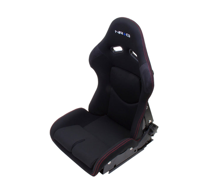 NRG FRP Bucket Seat - Reclinable (Black Cloth w/Red Stitching)