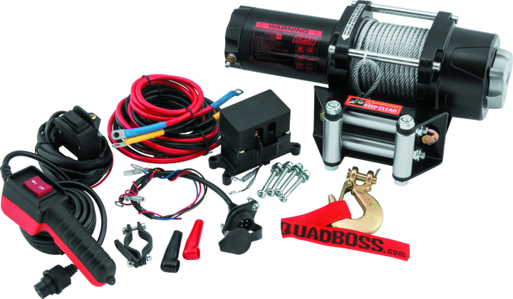 QuadBoss Winch Kit - 39ft x 7/32in Cable - 3.5hp - Roller Fairlead - Wired Remote - 3500lb