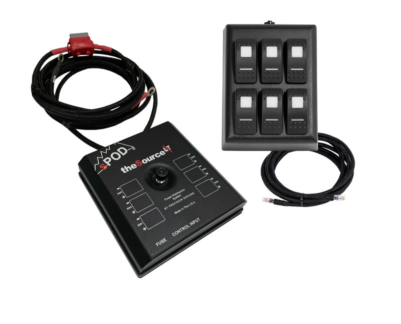sPOD SourceLT on RAM Mount w/Blue LED Switch Panel for 36in Battery Cables
