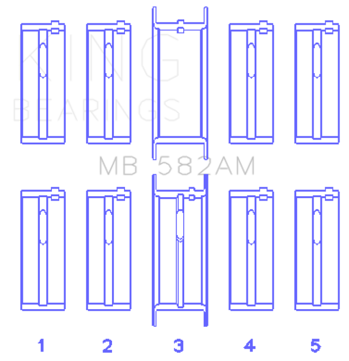 King Engine Bearings Ford 2.0/2.3L 8V (Size +0.50mm) Main Bearing Set