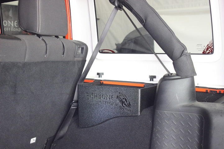 Fishbone Offroad 07-18 Jeep Wrangler JK 4 DR Wheel Well Storage Bin - Blk Textured Powdercoat Steel