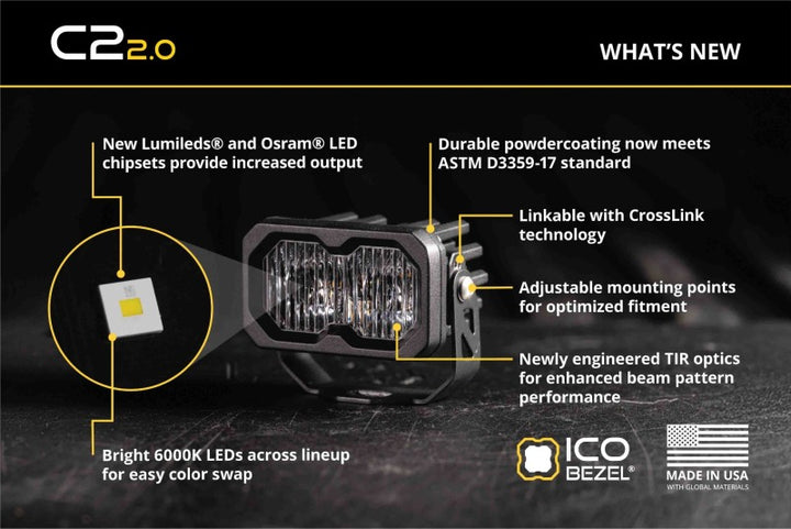 Diode Dynamics C2 2.0 SAE/DOT White Pro Standard LED Pod (Pair)