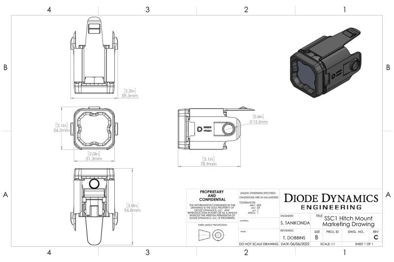 Diode Dynamics 23-24 Chevrolet Colorado Hitch Mount LED Pod Reverse Kit C1
