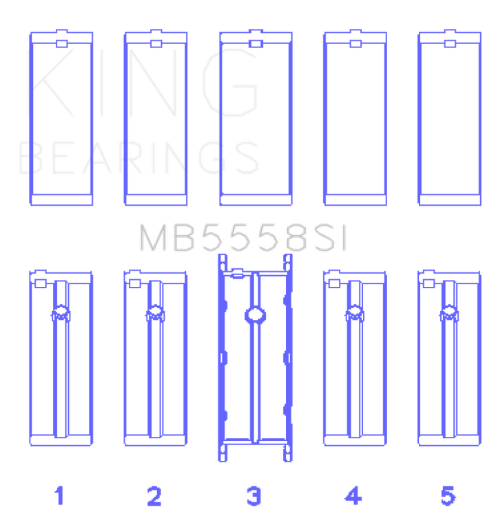King Engine Bearings Ford R6A/114Ci 1.9L/121Ci 2.0L (Size +0.50mm) Main Bearing Set