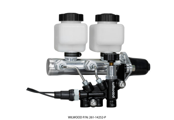 Wilwood Tandem Remote M/C Kit w L/H Bracket & Prop Valve - 1 1/8in Bore Ball Burnished