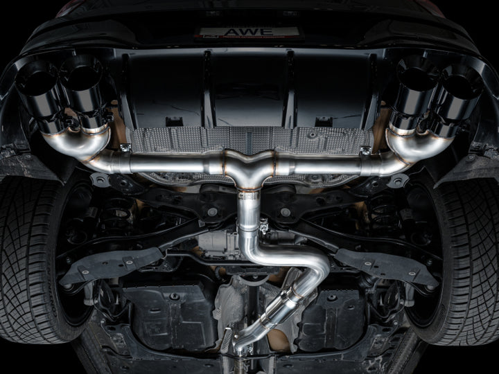 AWE Tuning MK8 Volkswagen Golf R 3in Track Edition Quad Exhaust - Diamond Black Tips