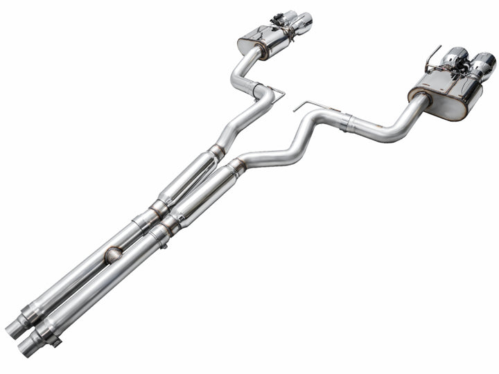 AWE 2024 Ford Mustang GT Fastback S650 RWD SwitchPath Cat-Back Exhaust w/ Quad Chrome Silver Tips