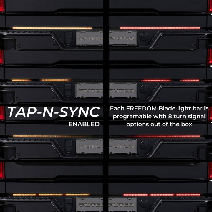 Putco 2024+ Ford F150 w/Factory LED Tail Light & OBS 60in Freedom Blade Tailgate Light Bar