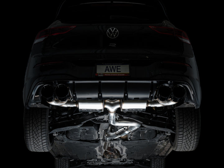 AWE Tuning MK8 Volkswagen Golf R 3in Touring Edition Quad Exhaust - Diamond Black Tips