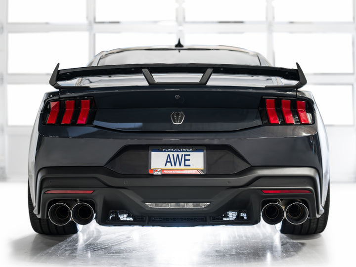 AWE 2024 Ford Mustang Dark Horse S650 RWD Track Edition Cat-Back Exhaust w/ Quad Chrome Silver Tips