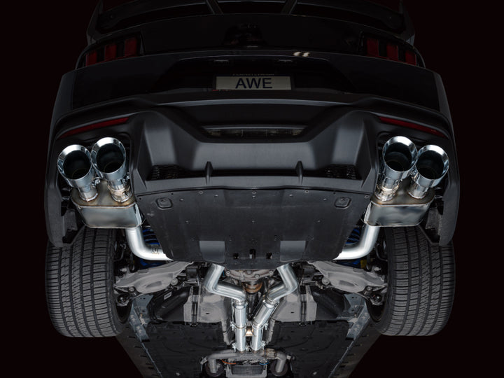 AWE 2024 Ford Mustang Dark Horse S650 RWD SwitchPath Cat-Back Exhaust w/ Quad Chrome Silver Tips